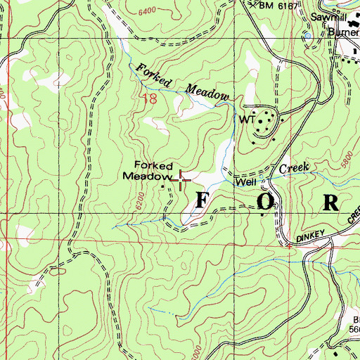 Topographic Map of Forked Meadow, CA