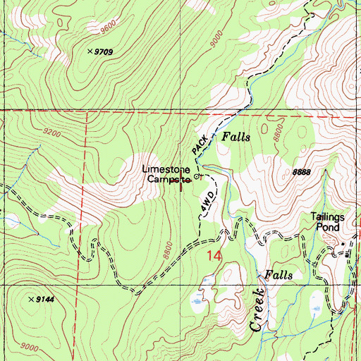 Topographic Map of Limestone Campsite, CA