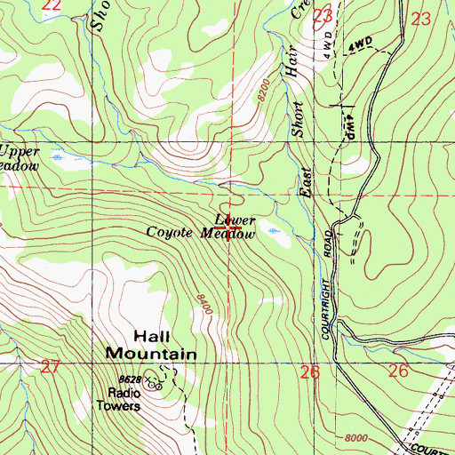 Topographic Map of Lower Coyote Meadow, CA