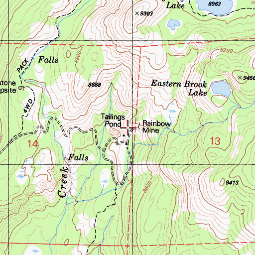 Topographic Map of Rainbow Mine, CA
