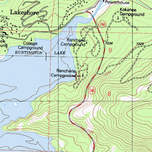 Topographic Map of Rancheria Campground, CA