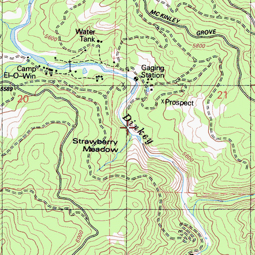 Topographic Map of Strawberry Meadow, CA