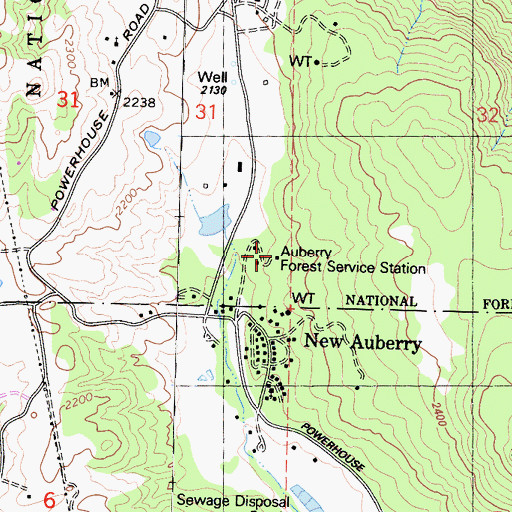 Topographic Map of Auberry Forest Service Station, CA
