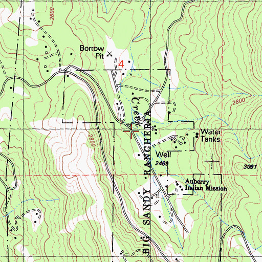Topographic Map of Big Sandy Rancheria, CA