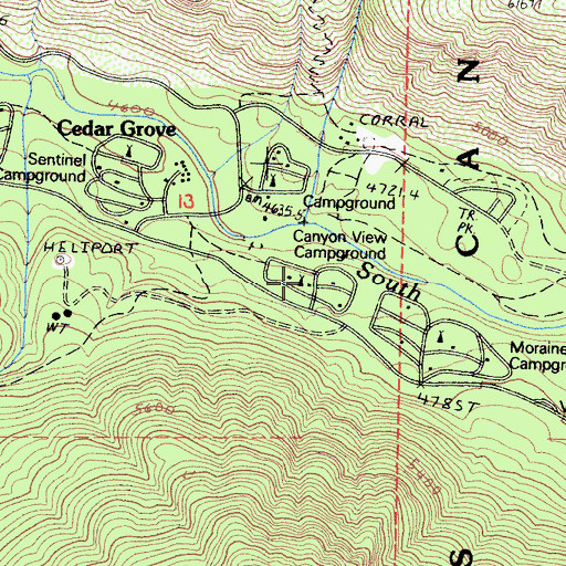Topographic Map of Canyon View Campground, CA
