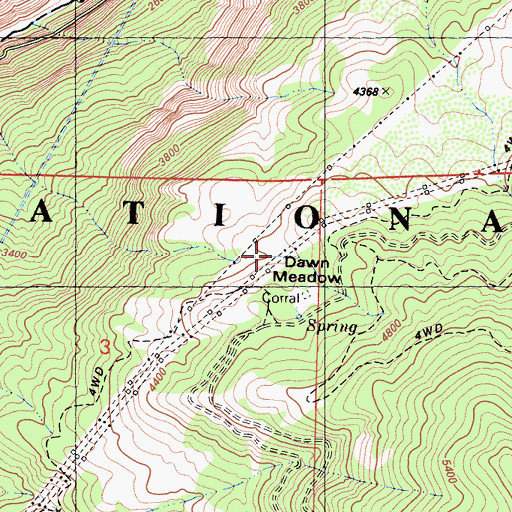 Topographic Map of Dawn Meadow, CA