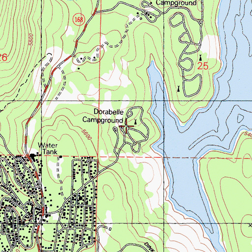 Topographic Map of Dorabelle Campground, CA