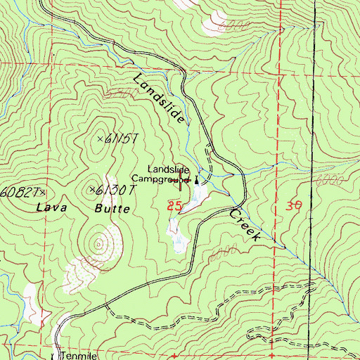 Topographic Map of Landslide Campground, CA