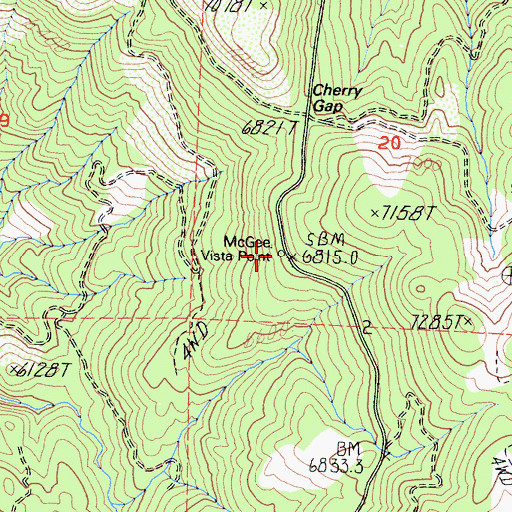 Topographic Map of McGee Vista Point, CA