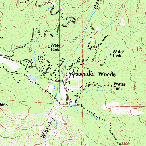 Topographic Map of Cascadel Woods, CA