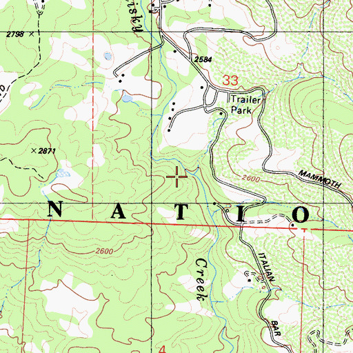 Topographic Map of Indian Creek, CA
