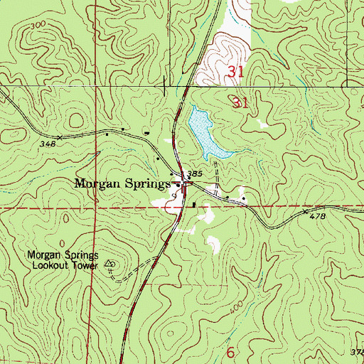 Topographic Map of Morgan Springs Post Office (historical), AL