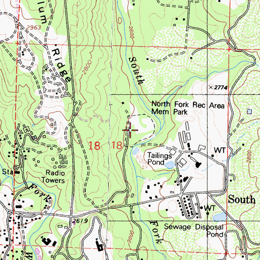 Topographic Map of North Fork Recreation Area Memorial Park, CA