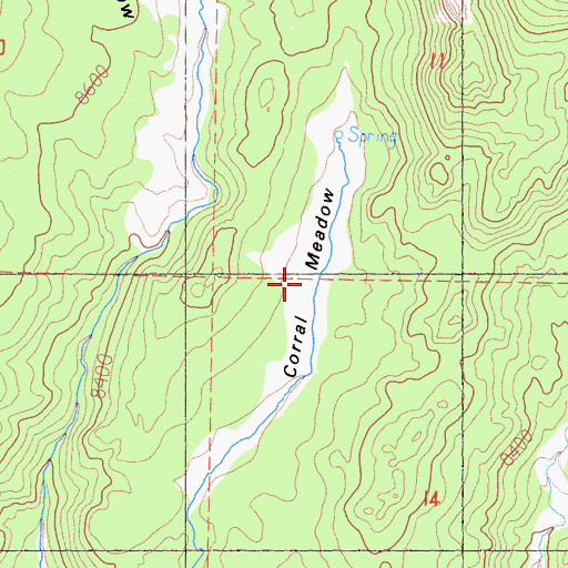 Topographic Map of Corral Meadow, CA