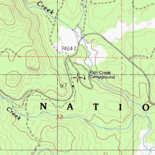 Topographic Map of Fish Creek Campground, CA