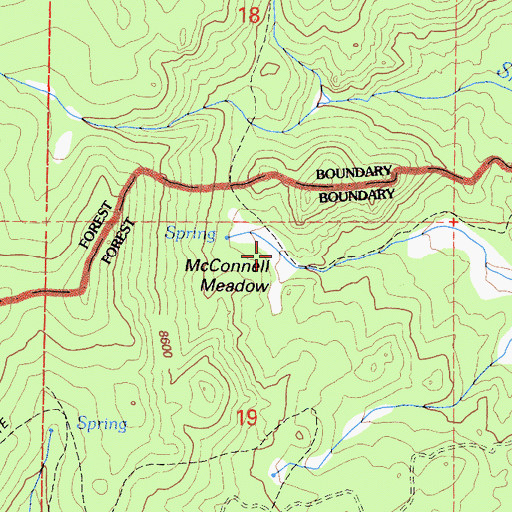 Topographic Map of McConnell Meadow, CA