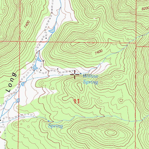 Topographic Map of Willow Spring, CA