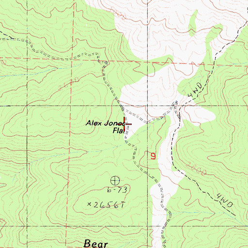 Topographic Map of Alex Jones Flat, CA