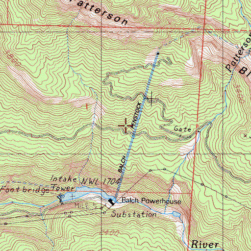 Topographic Map of Balch Penstock, CA