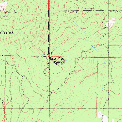 Topographic Map of Blue Clay Spring, CA