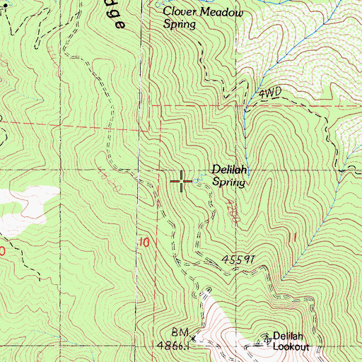 Topographic Map of Delilah Spring, CA