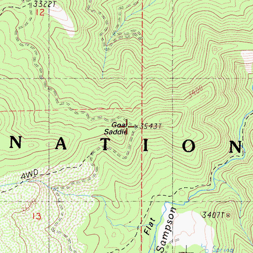 Topographic Map of Goat Saddle, CA