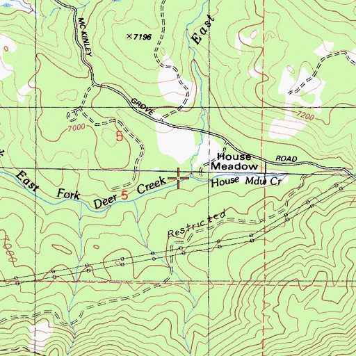 Topographic Map of House Meadow Creek, CA