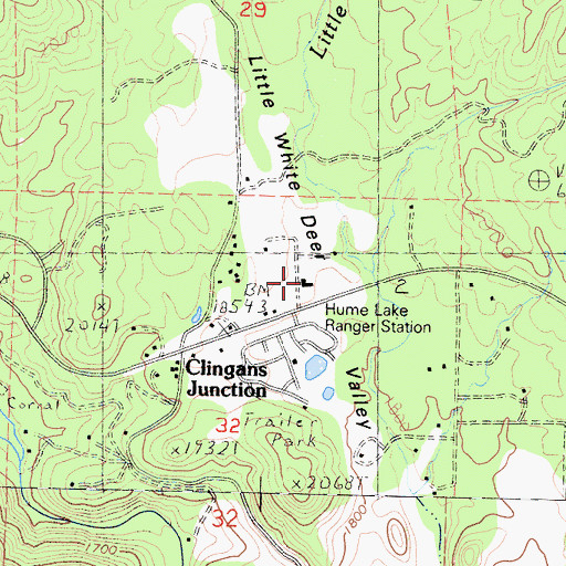 Topographic Map of Hume Lake Ranger Station, CA