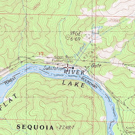 Topographic Map of Kings River Powerhouse, CA