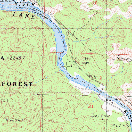 Topographic Map of Kirch Flat Campground, CA
