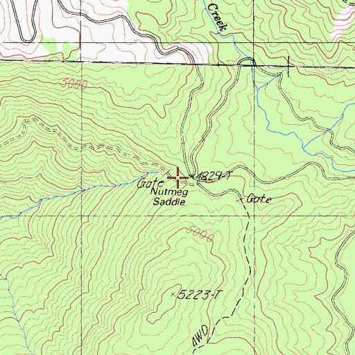 Topographic Map of Nutmeg Saddle, CA