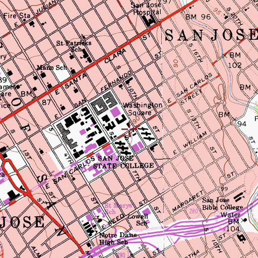 Topographic Map of Allen Hall, CA