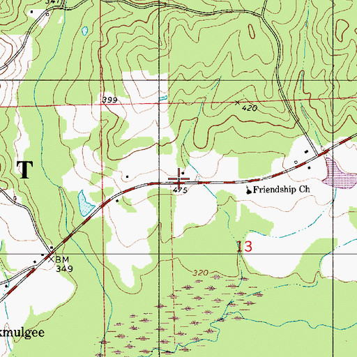 Topographic Map of Oakmulgee Post Office (historical), AL