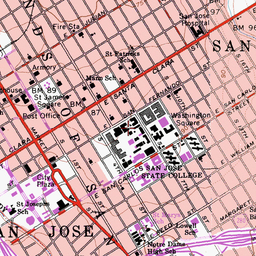 Topographic Map of Clark Library, CA