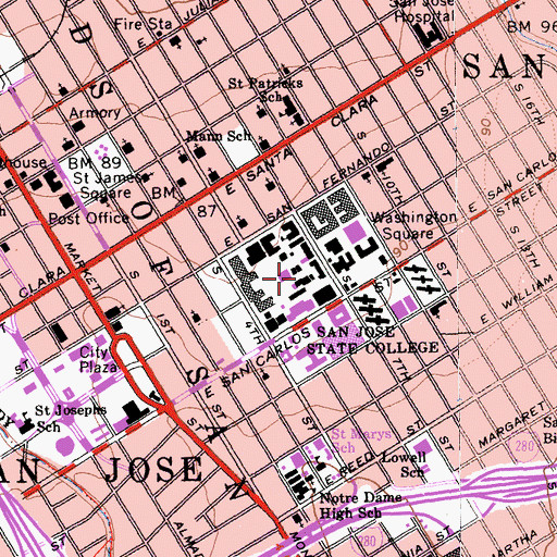 Topographic Map of Dwight Bentel Hall, CA