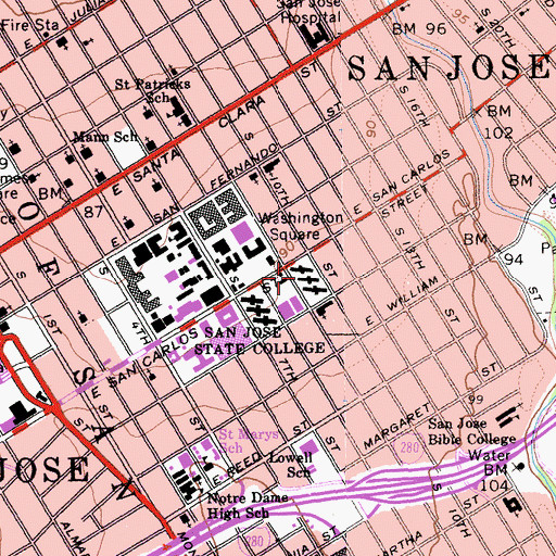 Topographic Map of Markham Hall, CA