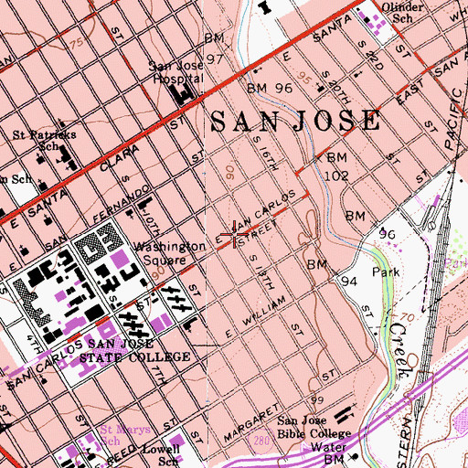Topographic Map of Naglee Park (historical), CA