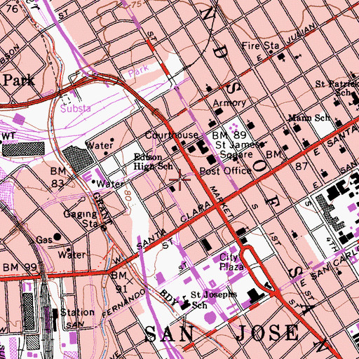 Topographic Map of Peralta Adobe, CA
