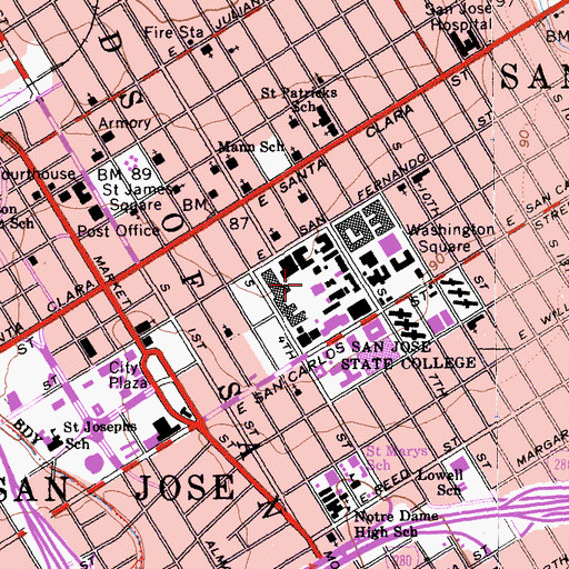 Topographic Map of Tower Hall, CA