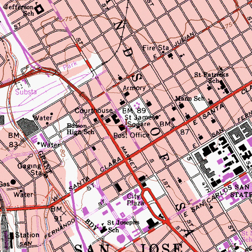 Topographic Map of Trinity Episcopal Church, CA