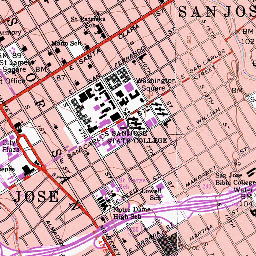Topographic Map of Washburn Hall, CA