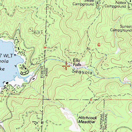 Topographic Map of Ella Falls, CA