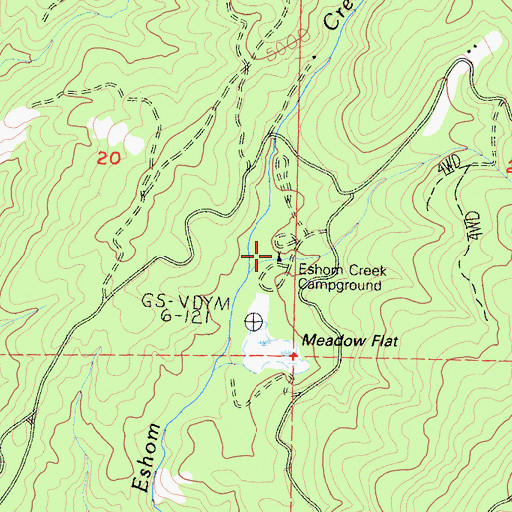 Topographic Map of Eshom Creek Campground, CA