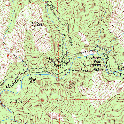 Topographic Map of Hospital Rock, CA