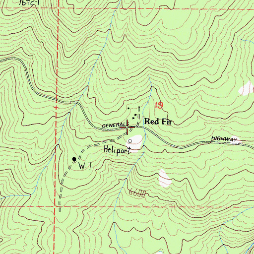Topographic Map of Red Fir, CA