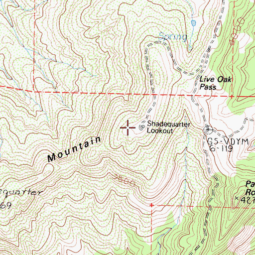 Topographic Map of Shadequarter Lookout, CA