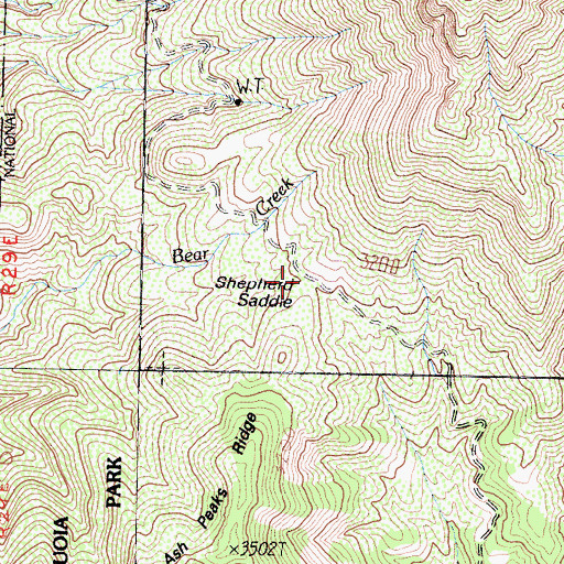 Topographic Map of Shepherd Saddle, CA