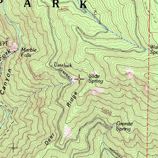 Topographic Map of Slide Spring, CA