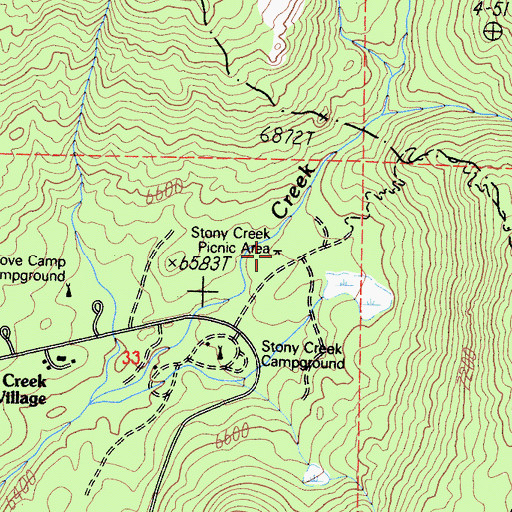 Topographic Map of Stony Creek Picnic Area, CA