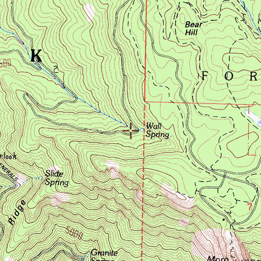 Topographic Map of Wall Spring, CA